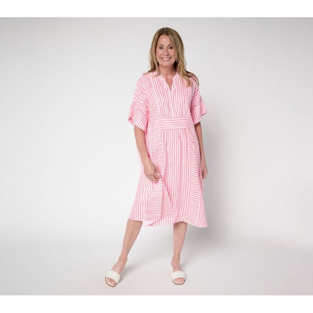 Joan Rivers Classics Collection Women's Dress Sz M Cotton Pink A694895
